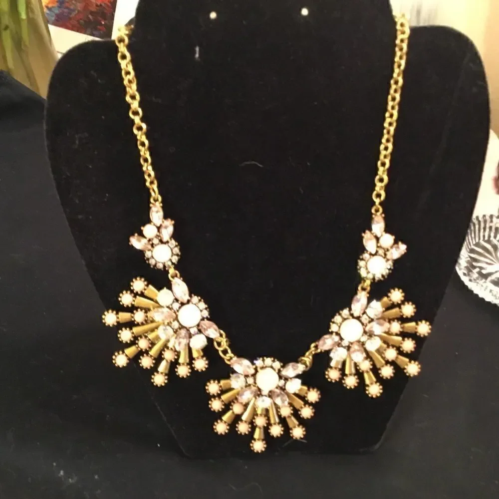 Blush, Pink and Clear Stone & Crystals Goldtone Necklace